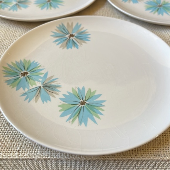 MCM Kokura Ware Ironstone Gay Down Japan set of 3 dessert plates blue flower - Picture 3 of 6